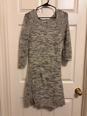 Maurices Marled Knit Sweater Dress in Light Gray and Cream